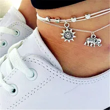 SexeMara/Новинка; модные серебристые кожаные ножные браслеты для Для женщин слон цепи леггинсы браслет Cheville Femme бижутерия для ног подарок в богемном стиле