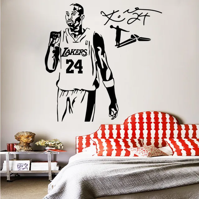 basketball player wall sticker kobe bryant wallpaper decal boys dorm
