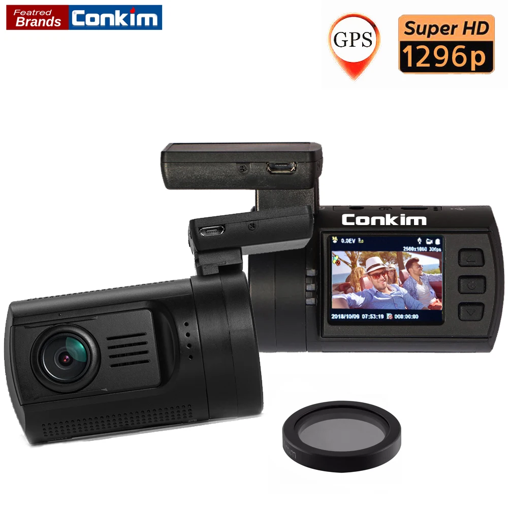 

Conkim Car DVR Mini 0806s Dash Cam Camera Recorder Ambarella A7LA50 Super 1296P With GPS Auto Registrar CPL Filter Auto Camera