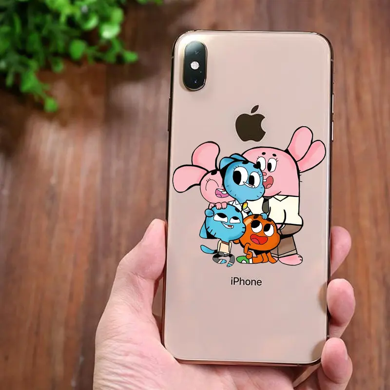 Аниме ТВ удивительный мир Gumball Мягкий ТПУ силиконовый чехол для телефона iPhone 11Pro MAX 5 5S 8 7Plus 6 6splus X XS мультяшный чехол - Цвет: TPU