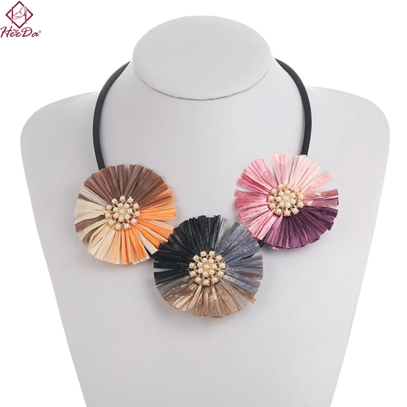 

Lafite Flower Short Necklace Women 2019 Summer Sweet Bohemia Rope Sweater Chain Kpop Fashion New Sea Vacation Neck Accessoires