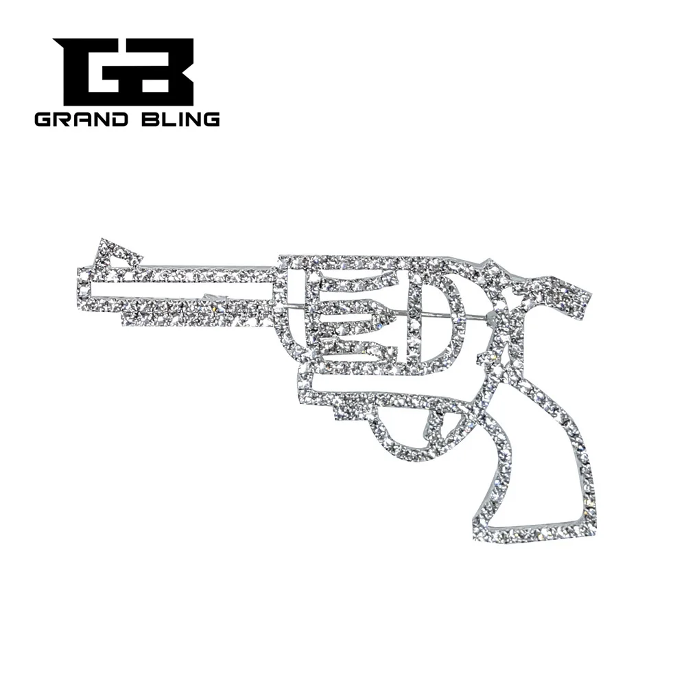 

Cool Jewelry ! Blingbling Crystal Pistol Brooch Pin Gift
