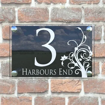 

House Door Number Plaque Wall Gate Sign Name Plate Clear Acrylic