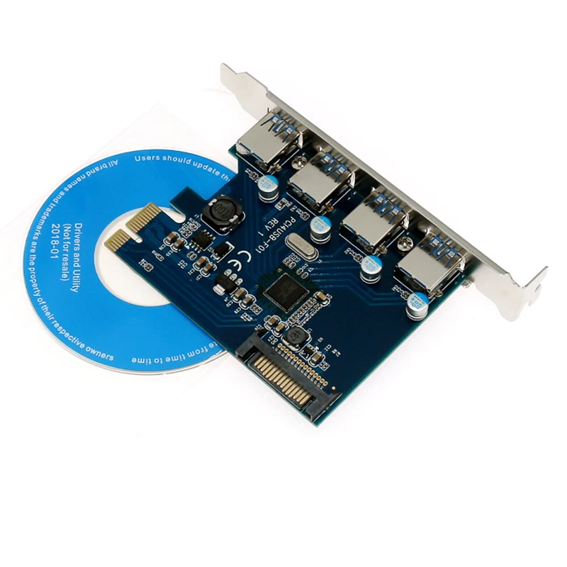 Адаптер PCIE на 4 порта USB 3 0 PCI e портовый концентратор Express набор микросхем 5 Гбит/с