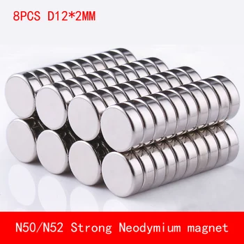 

8PCS D12x2mm N50 N52 Mini Disc Round Super Strong fridge magnets Powerful Rare Earth Neodymium Magnets 12*2mm