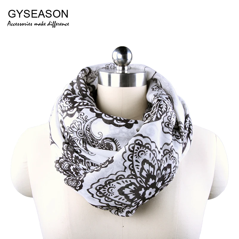 Square Scarf For Women Flower Print Neckerchief Black White Tassel Polyester Soft Thin Wrap