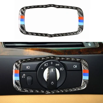 

For BMW E70 E71 X5 X6 2008-2013 Carbon Fiber Car Interior Headlight Switch Frame Covers Trim Stickers Automobile Car Accessories