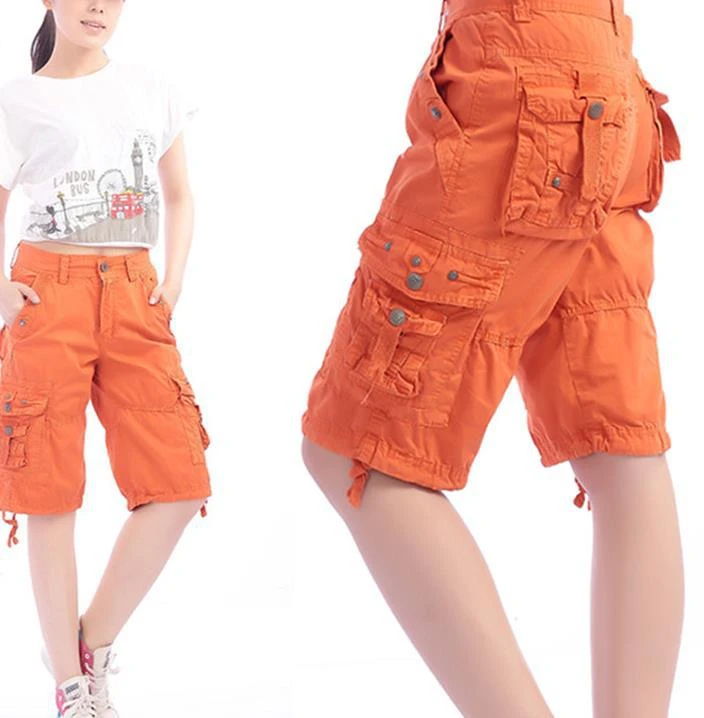 ladies denim cargo shorts