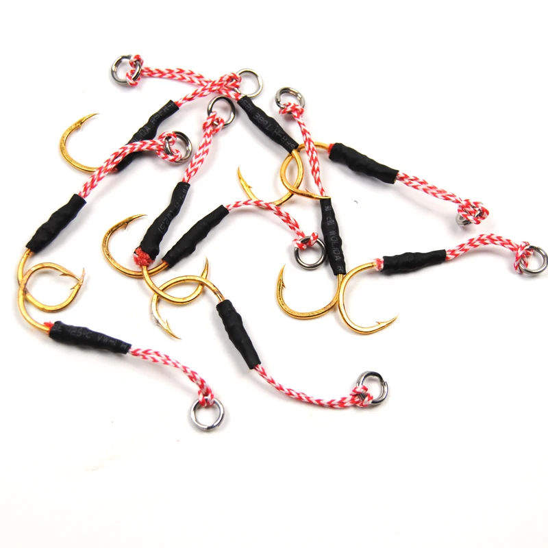 

20PCS New Slider Rig Spare Hooks Jip Relacement Assisit Hooks for Sea Fishing Trailer Size #1 Gold color hook