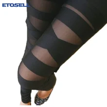 ETOSELL, женские, для девушек, сексуальные, черные, один размер, сетчатые леггинсы, Дамская мода, дамские, размера плюс, штаны, рваные Леггинсы