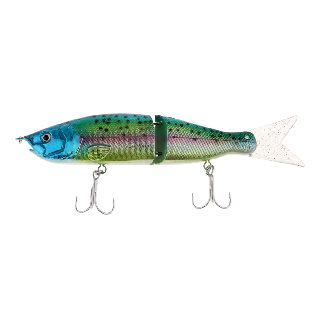 Artificial Bait Fishing 2-Section Multi Jointed Fishing Lures Swimbait with 2 Treble Hooks Minnow Crankbait Artficial Soft Bait