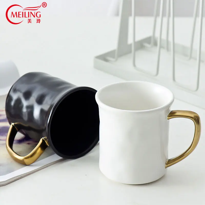 

Nordic Brief Black White and Gold Coffee Mug Ceramic For Tea Latte Hot Chocolate Table Kitchen Drink Ware Cups Equisite Boss Mug