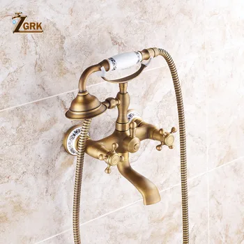 ZGRK Shower Faucets Brass Bathroom Mixer Wall Mounted HandHeld Bathroom Sanitary Hand Shower Mixer Tap Sets HS0071Q shower faucets bathroom cabin showerhead top spray raining faucet brass shower sets gold home decoration the mixer crane oyd008r