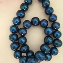 ОГРОМНЫЙ 1" 10-11 мм Таитянский подлинный черный синий жемчужное ожерелье барокко 14