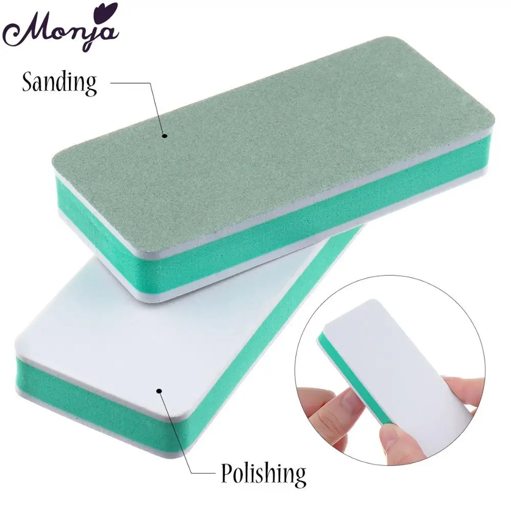 

Monja 1 Pcs Nail Art Double Side Buffer Sanding Polishing Block White Green Nail Files Sponge Buffer Manicure Tool