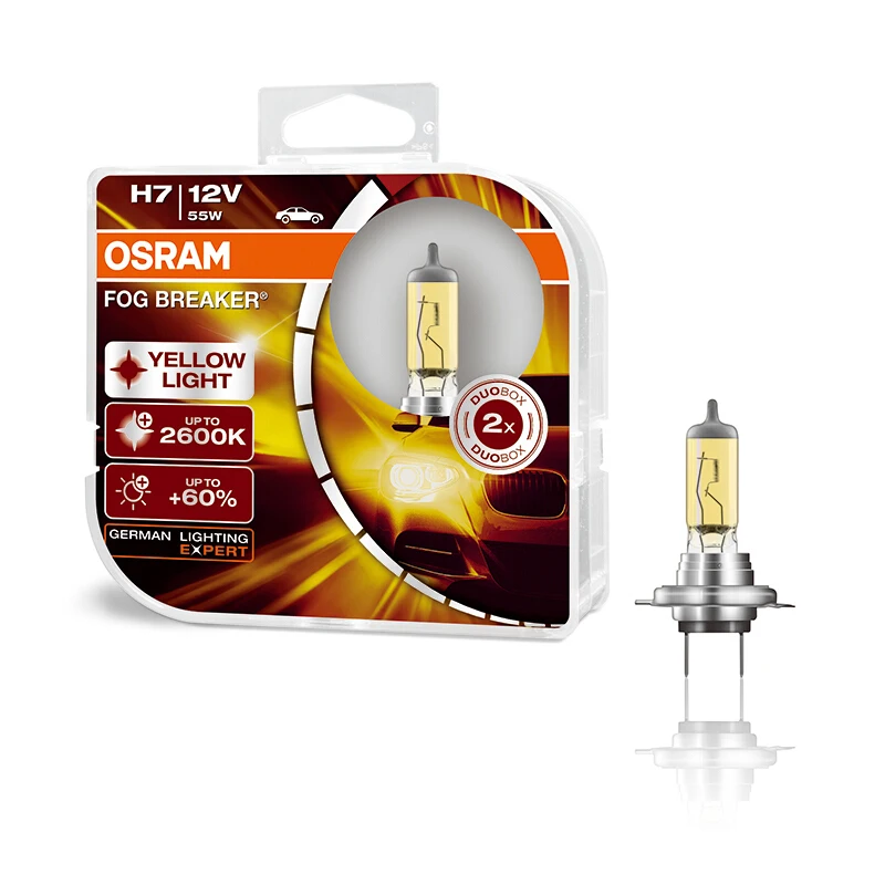 OSRAM H7 12 В 55 Вт 2600K 62210FBR противотуманный выключатель ксенон желтый 200% свет 60% более