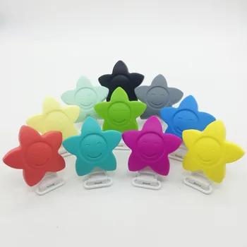 

Silicone star pacifier clip No BPA food grade safe Silicone Teething clip dummy clip pcaifier clip holder