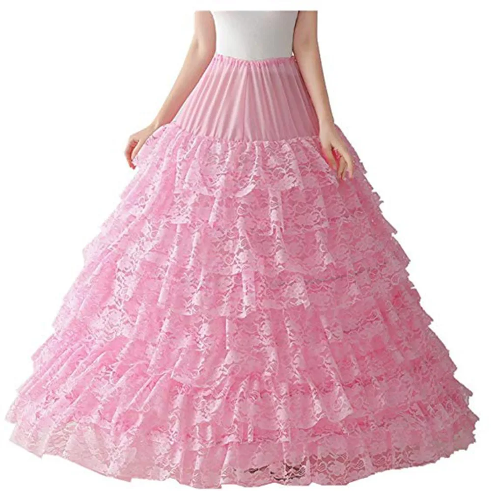 

Fashion 9 Layers Petticoat Pink Lace Super Puffy Ball Gown Petticoat Underwear Wedding Accessory Underskirt For Long Crinoline