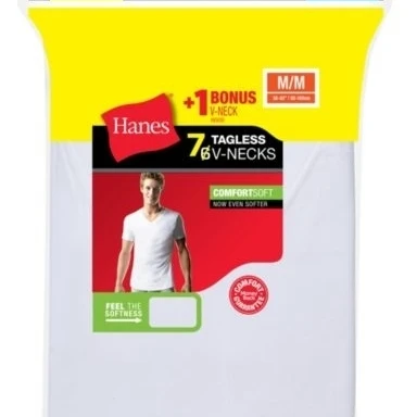 Hanes 43935542856 777VG7 Mens Tagless V Neck Undershirt White - Extra Large - 7 Pack (1)