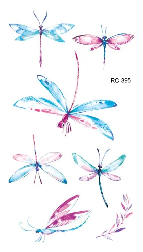 Rocooart Женская Татуировка лиса временные татуировки наклейки Стрекоза тату для детей маленькая поддельная Татуировка боди-арт татуаж милый кот тату - Цвет: RC-395