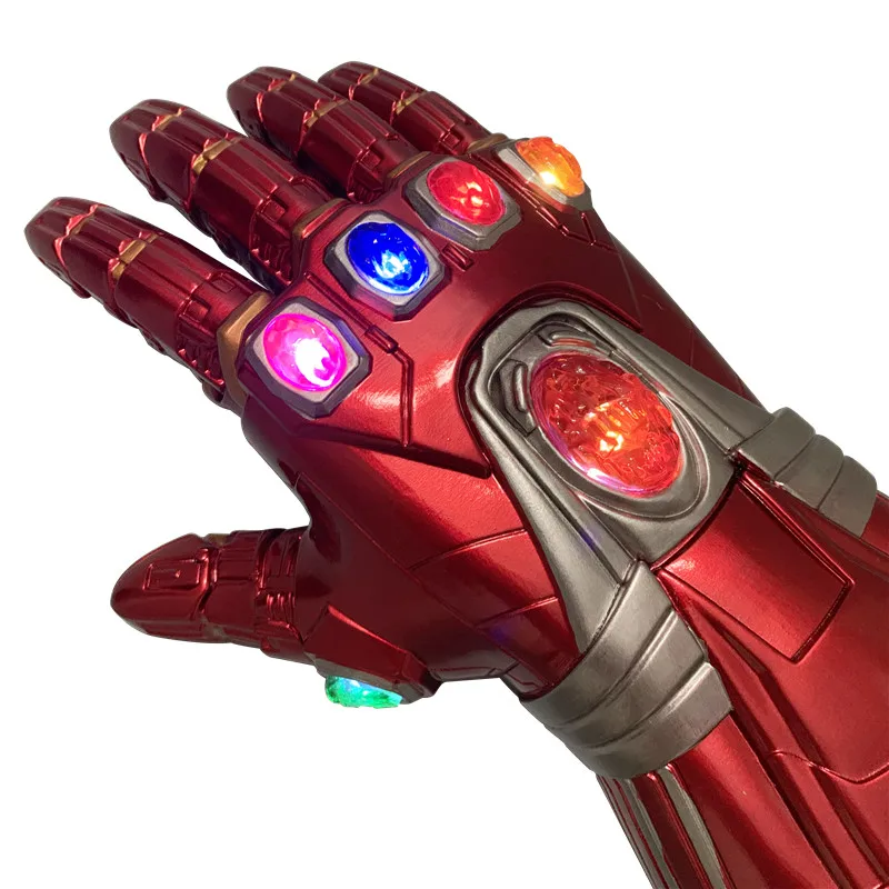 Железный человек Gauntlet светодиодный светильник косплей перчатки супергерой танос камень ребенок Гибкие пальцы ПВХ