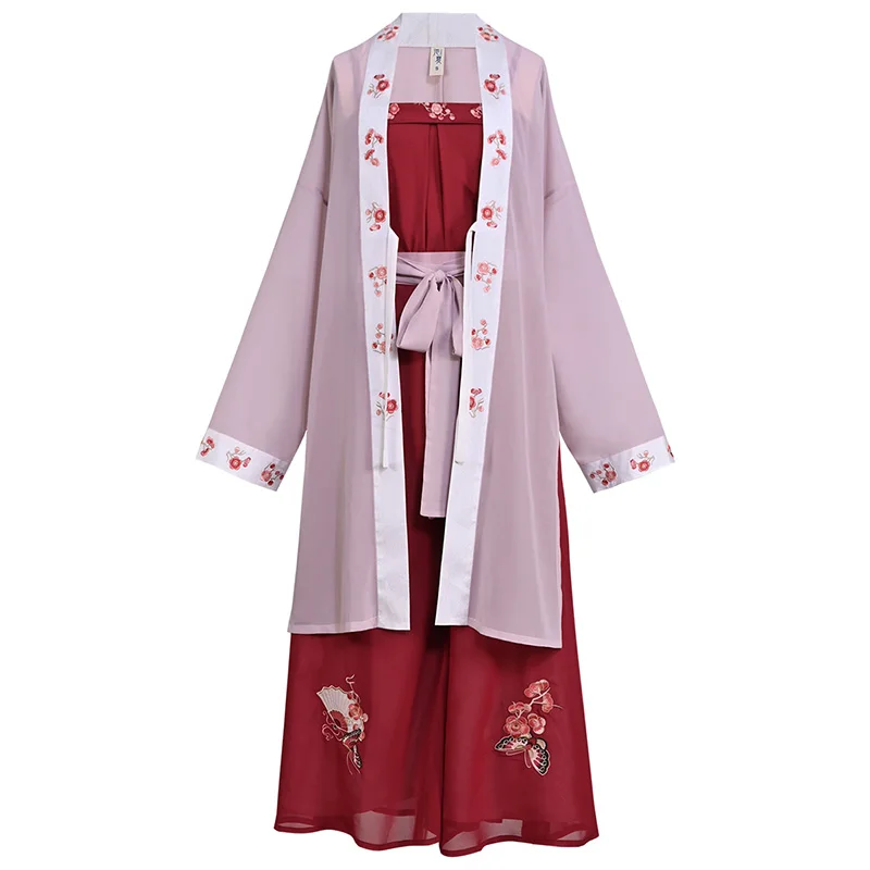 Вышивка Hanfu красный костюм для классических танцев Женский карнавальный наряд
