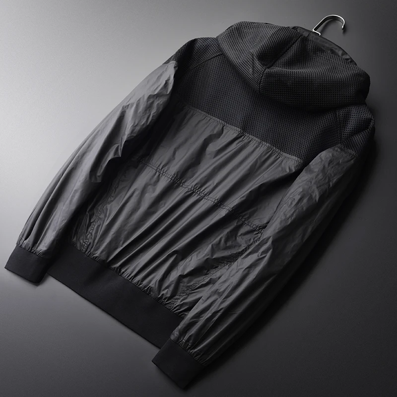 Minglu мужские куртки с капюшоном размера плюс 4xl роскошные мужские куртки и пальто с внутренней печатью и сеткой весенние приталенные мужские куртки