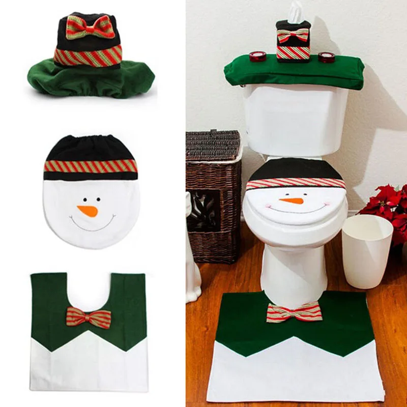 Christmas Decorations for Home Santa Claus Toilet Seat Cover Set Bathroom Product New Year Navidad Decoration