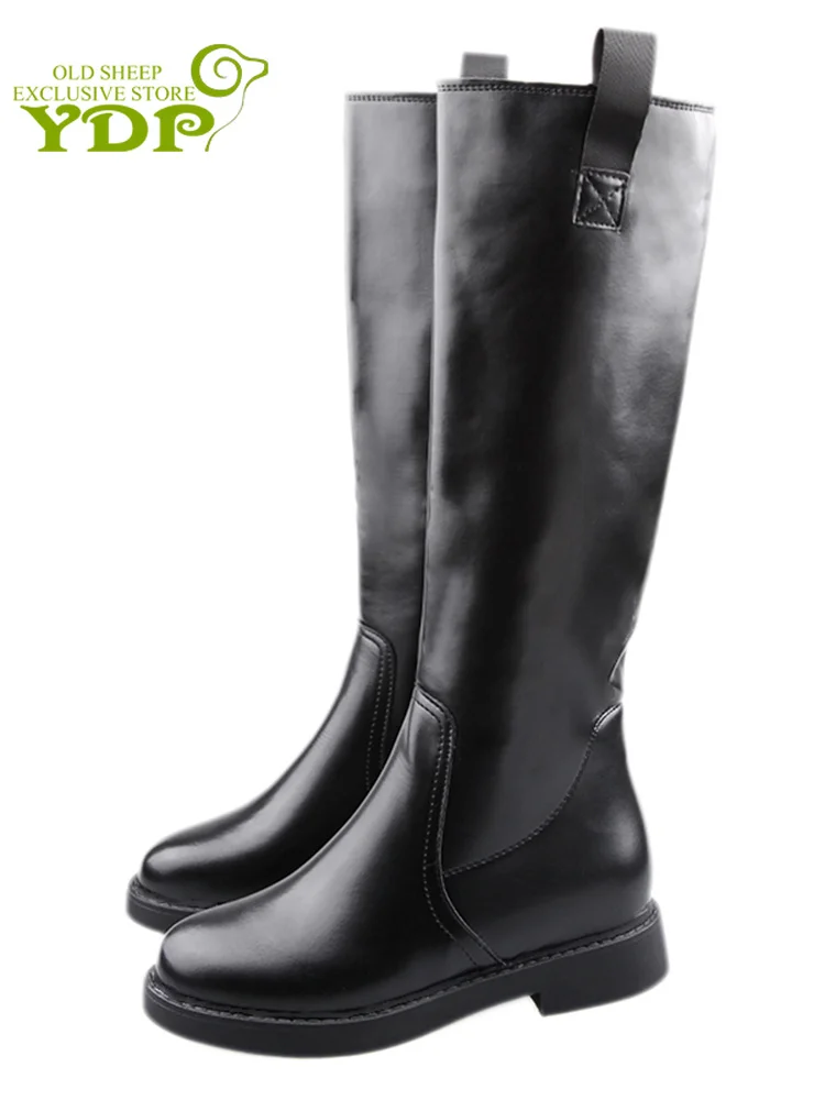 YDP Fashion Ladies Knee High Winter Boots Soft Leather Shoes Woman Black Zip Warm Fur Women Thigh | Обувь