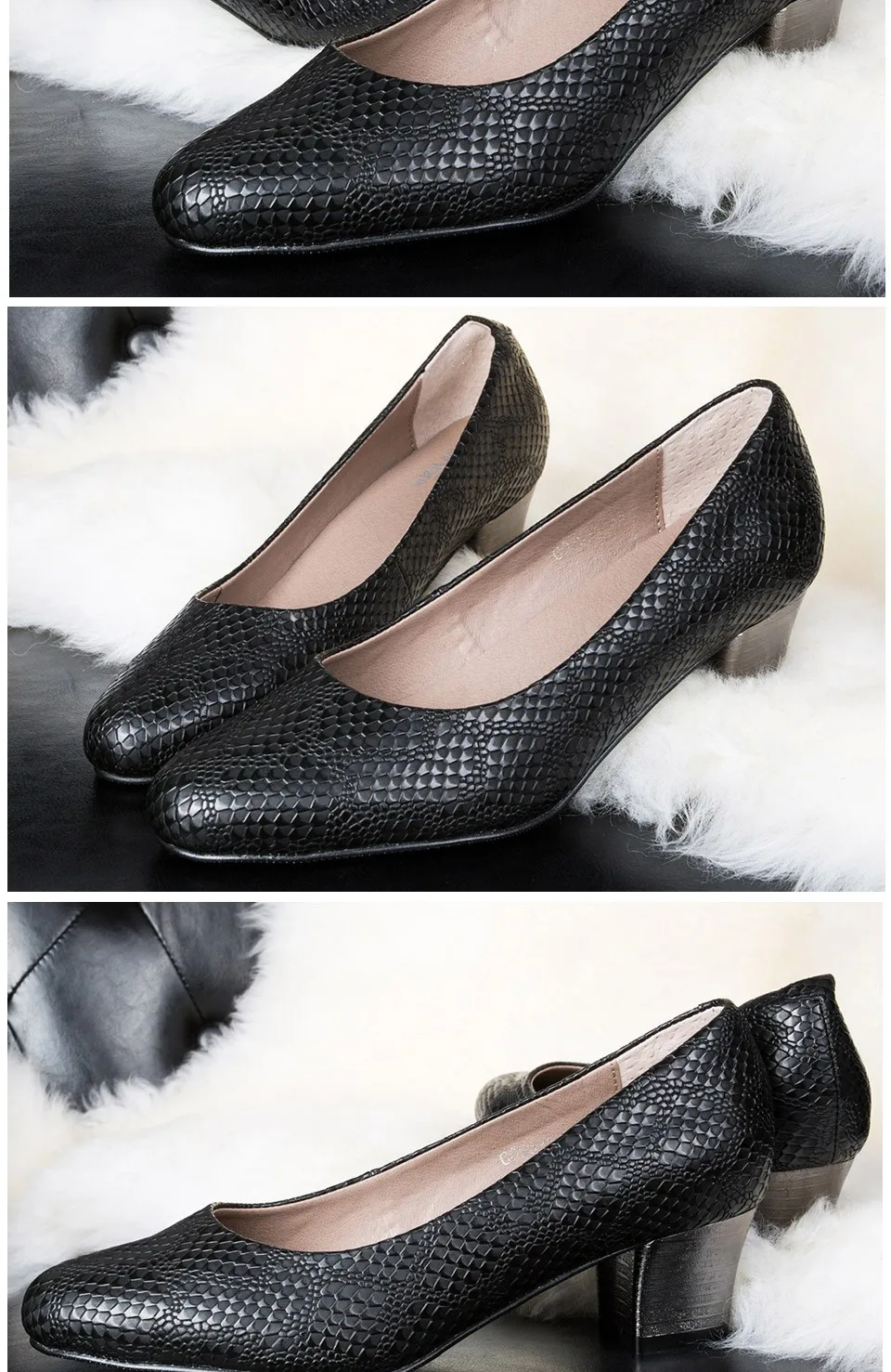 ROYYNA/ г., Популярные стильные женские туфли-лодочки с квадратными каблуками женская обувь из материала под змеиную кожу женская повседневная обувь с закрытым носком