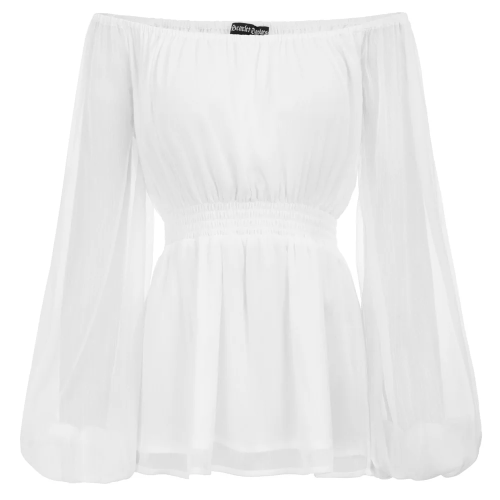 

Sexy Women shirt vintage Summer Long Sleeve Off Shoulder solid color elegant Elastic Waist Tops party evening club lolita blouse