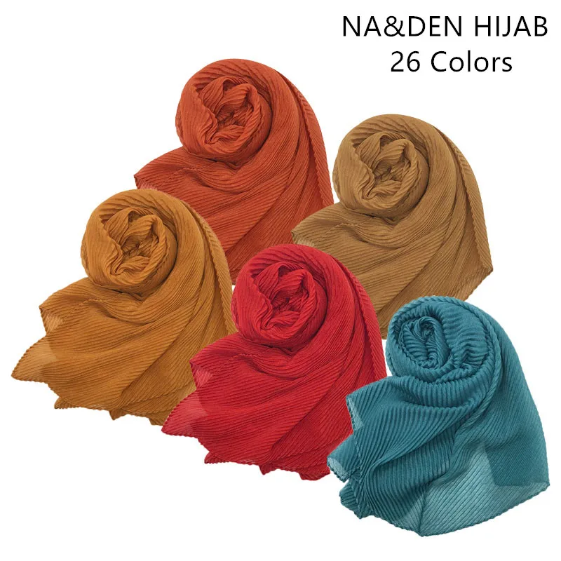 20PCS fashion ripple scarf fold solid color shawls viscose cotton