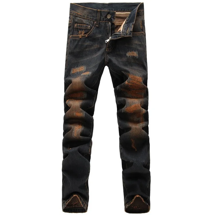 2016 mens jeans Italy Men's Fashion biker Distressed Destroyed Washed Jeans Size28-38 (#608) | Мужская одежда