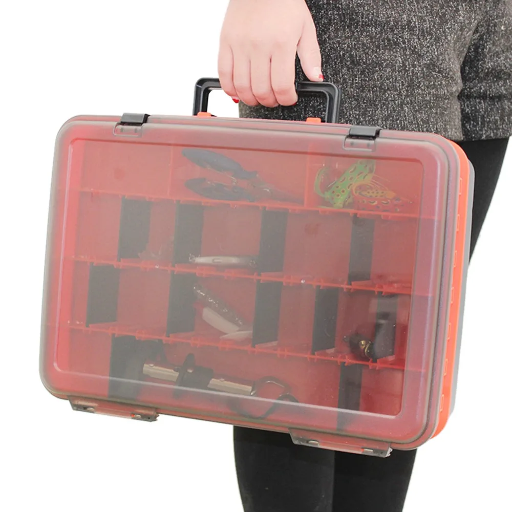 

39x28x12cm 2 Layer PP+ABS Sea Fishing Tackle Box with Plastic Handle Storage Fishing Lures Tools Accessories for Outdoor Fishing
