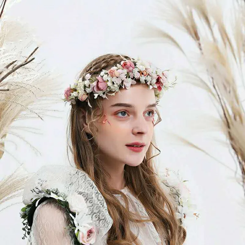

HIYONG 2019 Flower Crown Hairband Wedding Flower Crown for Kids Head Festival Flower Crown for Flower Girls Women Headband Party