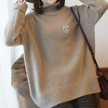 

Autumn and winter new cashmere sweater female high collar pullover sweater loose knit bottoming shirt thick warm