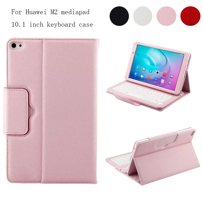 

For Huawei MediaPad 10.0 M2-A01W / M2-A01L Magnetically Detachable ABS Bluetooth Keyboard Portfolio PU Leather Case Cover