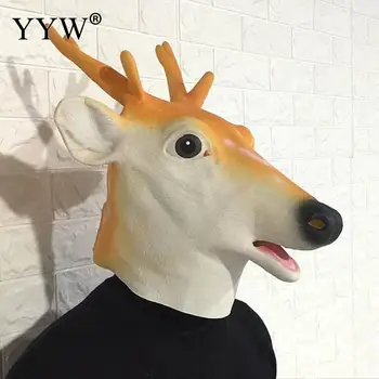 

Deer Head Leather Masks Mascaras Animales Prop Halloween Mask Carnival Unisex Party Mask Cospaly Tools Realistic Masker