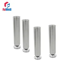 4pcs 250mm Height Adjustable 10 15mm Cabinet Feet Silver Tone Stainless Steel Table Bed Sofa Leveling