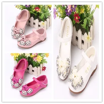 

Hot Girls Leather Shoes Autumn Baby Girls Shoes For Children Princess Butterfly Flower Pearl Glitter Casual Leather Kids Shoes