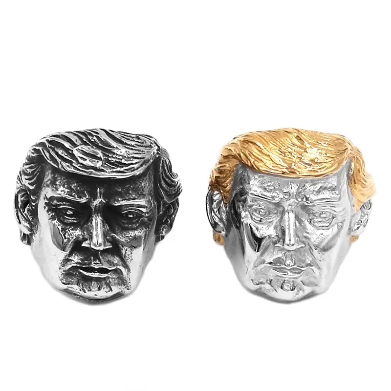 

Wholesale USA President Trump Ring Stainless Steel Jewelry Newest Silver Gold American President Cool Biker Mens Ring SWR0869