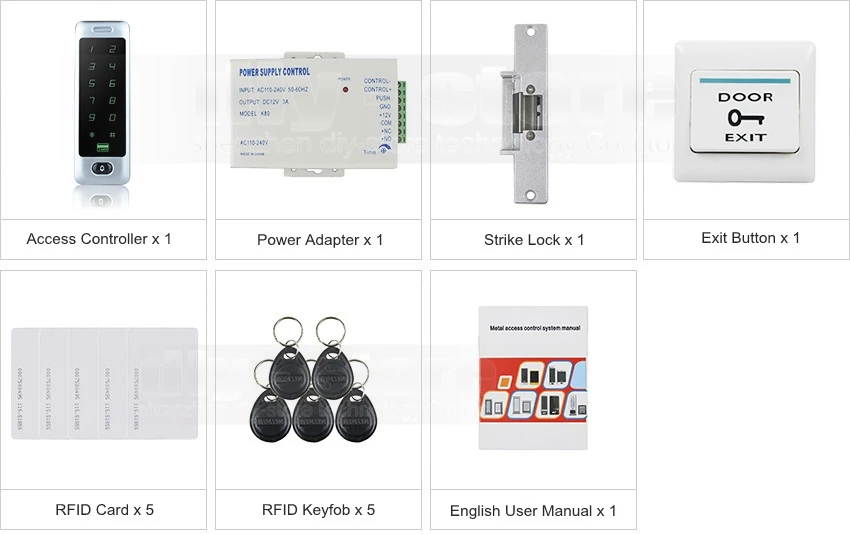 Diysecur 8000 пользователь RFID считыватель touch Панель пароль дверной Управление доступом безопасности Системы Kit + удар lock