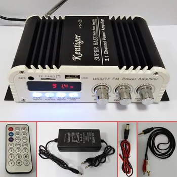Kentiger HY-108 2.1 채널 출력 서브우퍼 TF, USB, FM 오디오 파워 앰프, 스테레오 앰프, 슈퍼베이스 스피커 Dac