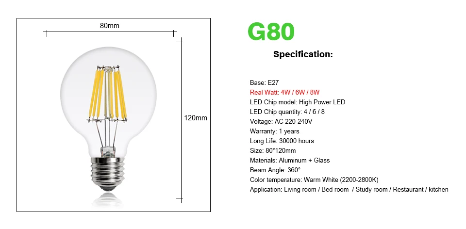 6 шт./лот Brand светодиодный Эдисон лампы E27 E14 220V 2W 4W 6W 8W Лампада светодиодный Светодиодная лампа накаливания Винтаж ретро лампы в форме свечи Стекло светильник