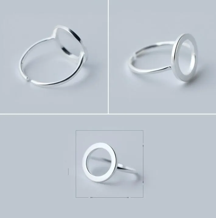 Adjustable Finger Rings for Women Silver Geometric Round Triangle Heartbeat bague femme