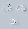 Jisensp joyería minimalista anillos geométricos de plata para mujeres anillo de dedo del corazón triangular redondo ajustable ► Foto 2/6