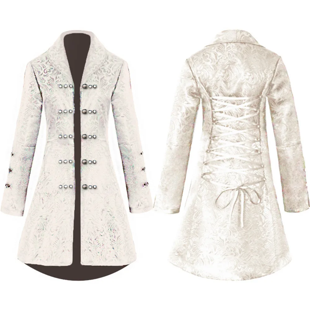 

New Medieval Retro Men Dust Coat Medium Style Steam Punk Cosplay Costumes Palace Dress Europe America Stand Collar