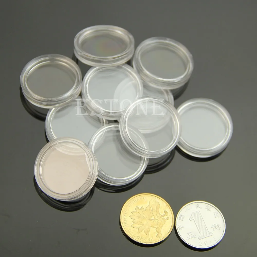 

10 PCS Plastic Jewelry Box Applied Clear Round Cases Coin Storage Capsules Holder Round Durable coin capsules 19mm