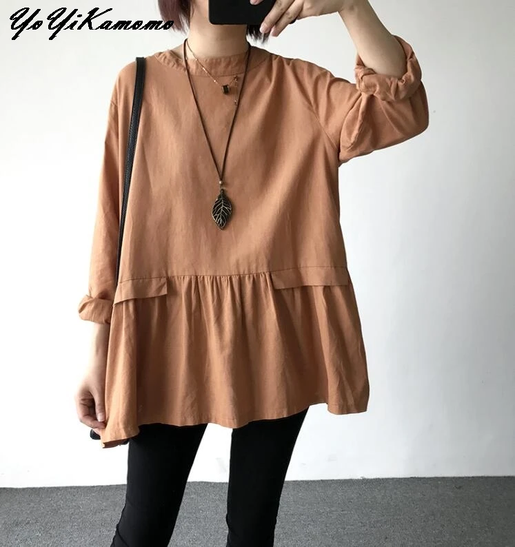 YoYiKamomo Cotton Women Loose Blouse 2018 Spring Summer