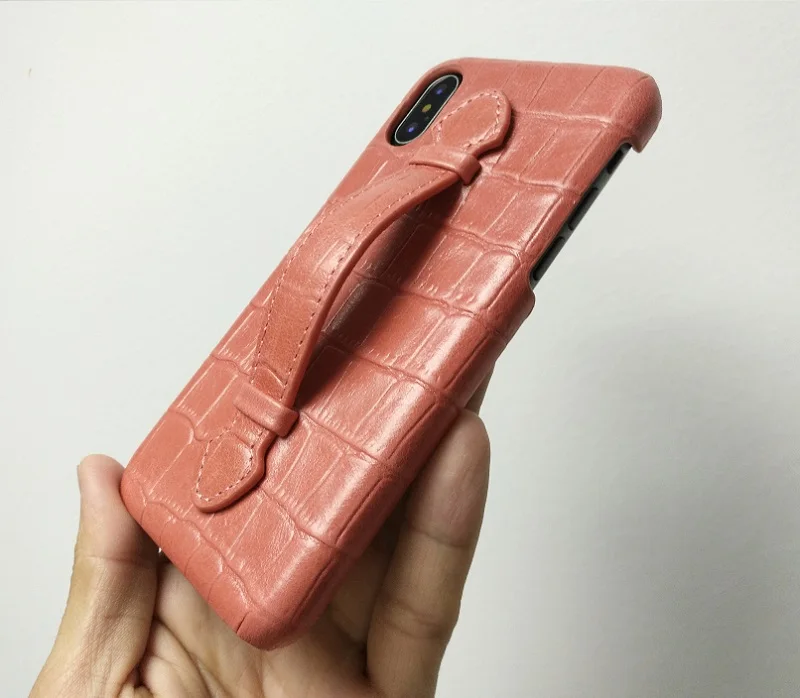 genunie leather handle strap cover case for iPhone x xs max 7 8 plus covers